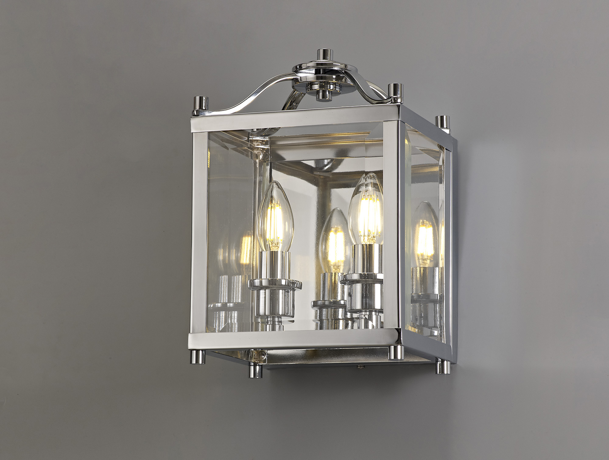 Aston Polished Chrome Wall Lights Diyas Flush Wall Lights